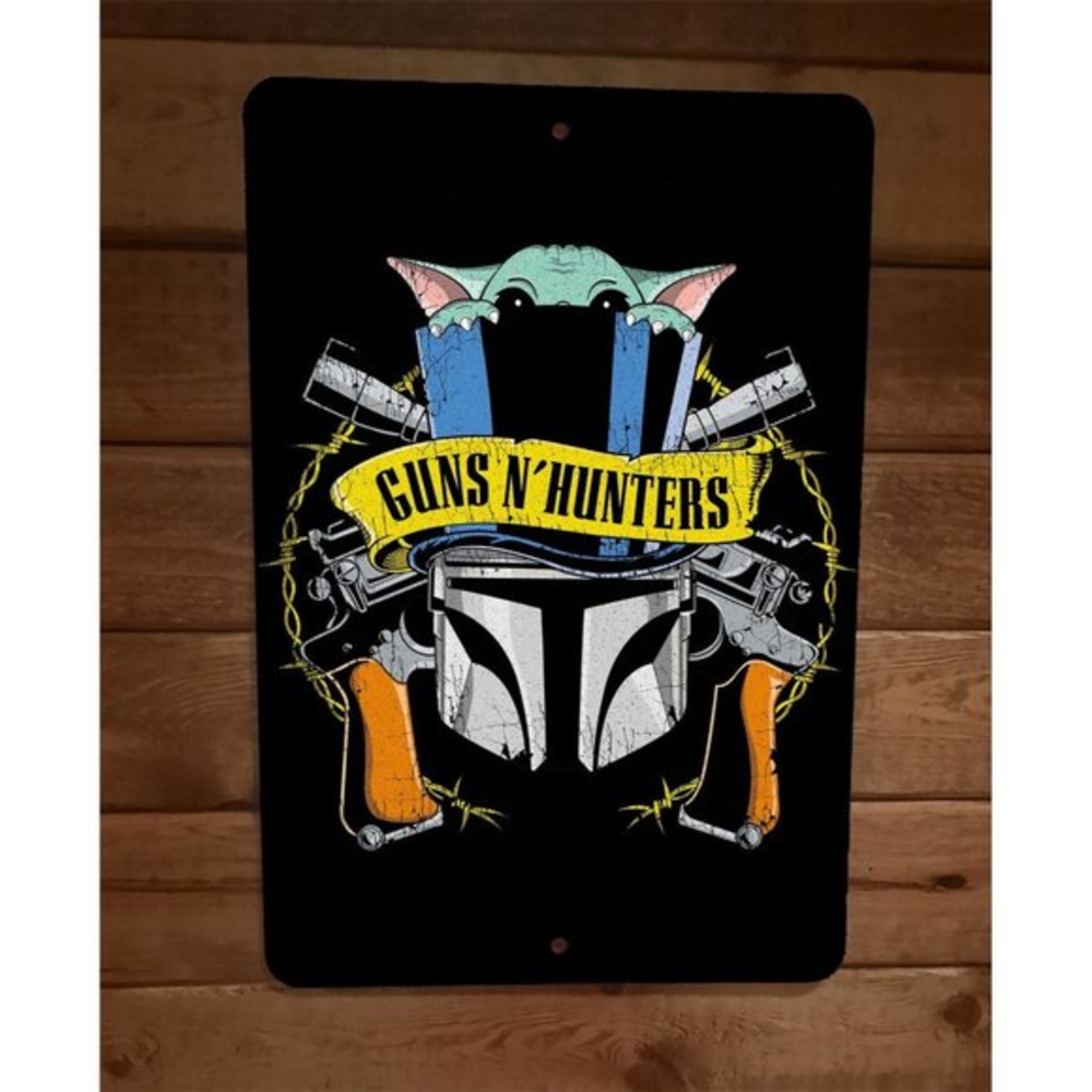 Guns and Hunters Bounty Roses Mandalorian‎ Grogu Star Wars 8x12 Metal Wall Sign